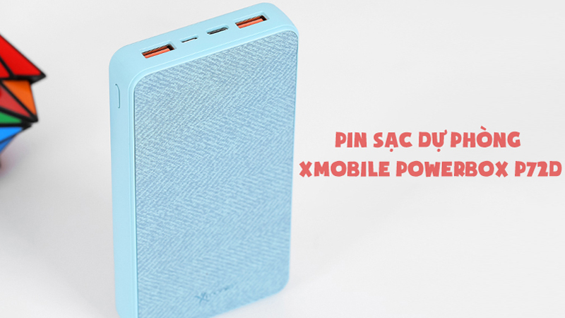 Pin sạc dự phòng Xmobile PowerBox P72D xanh sở hữu kiểu dáng tinh tế